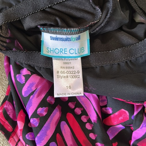 SHORE CLUB ONE PIECE BATHING SUIT PINK AND VIOLET SIZE 16 - Picture 8 of 14